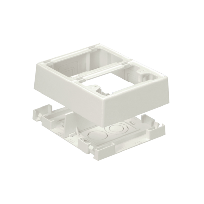 Panduit® Pan-Way™ JBP2FSWH 2-Gang Power Rated Outlet Box, 5 in L x 6.14 in W x 1.62 in H, PVC, White