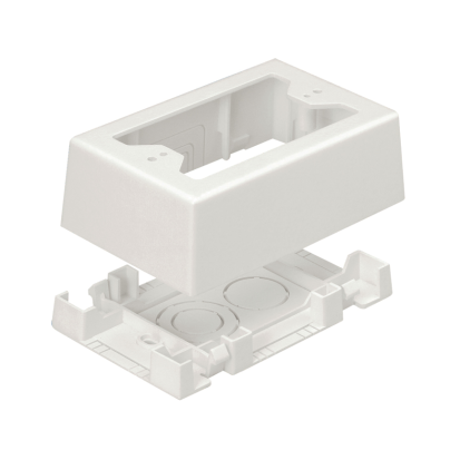 Panduit® Pan-Way™ JBX3510IW-A 1-Gang Low Voltage Outlet Box With Adhesive Tape, 5 in L x 3.26 in W x 1.62 in H, PVC, Off-White