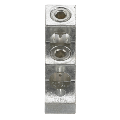 Panduit® LAM2SA300-56-3 2-Barrel Vertical Mechanical Lug, 6 AWG to 300 kcmil Stranded Aluminum/Copper Conductor, 5/16 in Stud, 1 Bolt Hole, Aluminum