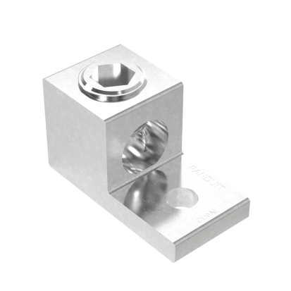 Panduit® LAMA250-56-QY Single Barrel Mechanical Lug, 6 AWG to 250 kcmil Stranded Aluminum/Copper Conductor, 5/16 in Stud, 1 Bolt Hole, Aluminum