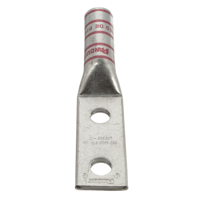Panduit® LCC350-12-X 2-Hole Compression Lug, 350 kcmil Copper Conductor, Die Code P71, 1/2 in Stud, Tin Plated Copper