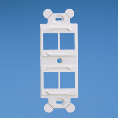 Panduit NetKey NK4106MFEI Flat Module Adapter Frame, 1 Gang, 4 Ports, ABS, Electric Ivory, For Use With Keystone Module