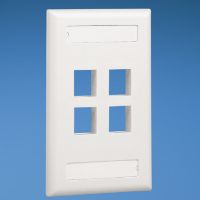 Panduit® NetKey™ NK4FEIY Flat Vertical Faceplate, 1 Gangs, 4 Ports, Keystone Module, Flush Mount, ABS