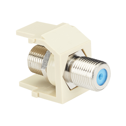 Panduit® NetKey™ NKFIW Keystone F-Type Module With 3.0 GHz Industry Standard F-Type Coax Bulkhead Coupler, For Use With NetKey® Audio/Video Modules, Off-White