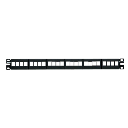 Panduit® NetKey® NKFP24Y 1RU Flat Keystone Modular Unshielded Patch Panel, 24 Ports, ABS/Stainless Steel