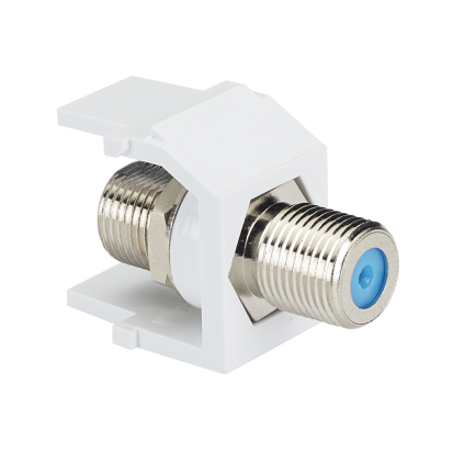 Panduit® NetKey® NKFWH Keystone F-Type Module With 3 GHz Industry Standard F-Type Coax Bulkhead Coupler, For Use With NetKey® Audio/Video Module, White