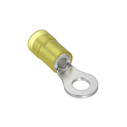 Panduit® Pan-Term™ PN10-10R-L Type PN-R Terminal With 0.225 in Dia Nylon Insulation, 12 to 10 AWG Conductor, 1.06 in L, Insulation Grip Sleeve/Standard Barrel, Copper, Yellow