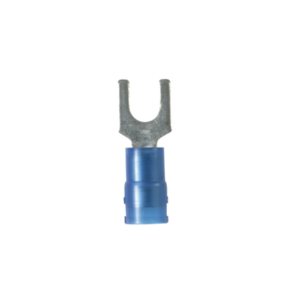 Panduit® Pan-Term™ PN14-10F-C PN-F Loose Piece Fork Terminal, 18 to 14 AWG Conductor, 0.87 in L, Sleeved Barrel, Copper, Blue