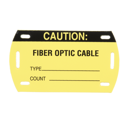 Panduit® PST-FO Self-Laminating Write-On Label, CAUTION FIBER OPTIC CABLE TYPE_____ COUNT_____ Legend, Black/Yellow Legend, Vinyl