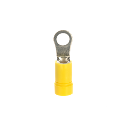 Panduit® Pan-Term™ PV10-10R-L Type PV-R Terminal With 0.225 in Dia Vinyl Insulation, 12 to 10 AWG Conductor, 1.05 in L, Brazed Seam/Funnel Entry Barrel, Copper, Yellow
