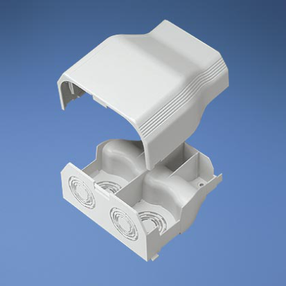 Panduit® Pan-Way™ T70EEIW T-70 Power Rated Entrance End Fitting With 1/2 to 1-1/4 in Knockouts, For Use With Pan-Way® T-70 Surface Raceway System, PVC, Off-White
