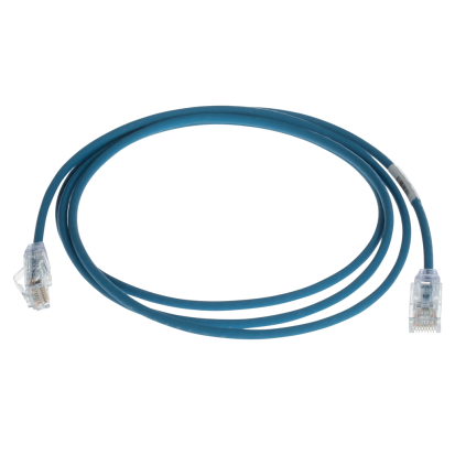 Panduit® PanNet® TX6-28™ UTP28SP5BU U/UTP Class EA Small Diameter Patch Cord, Cat 6, 28 AWG Stranded Tin Plated Copper Conductor, RJ45 Modular Plug Connector, 5 ft L Cord