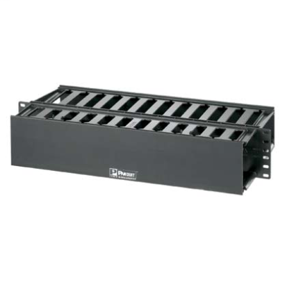 Panduit® PatchLink™ WMP1E 2RU Dual Sided Horizontal Cable Manager, Rack Mount, ABS, Black