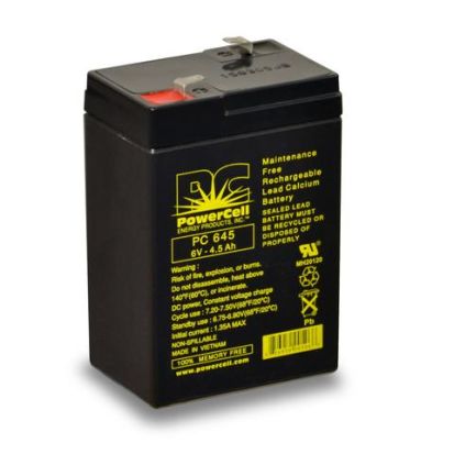 PowerCell PC645 6V 4.5 AH Sealed Lead Acid Battery, Emergency Exit Light Battery