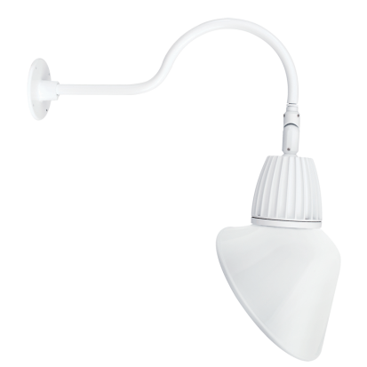 RAB GN1LED13NACW Gooseneck Decorative Light Fixture With GOOSE1W Arm, LED Lamp, 15 W Fixture, 120/208/240/277 VAC, White Housing