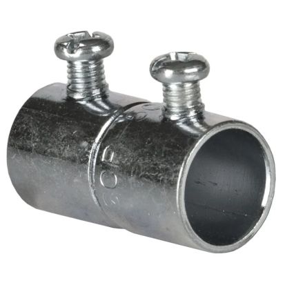Hubbell RACO 2023 Set Screw Conduit Coupling, 3/4 in, Steel, Electro-Plated Zinc