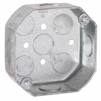 Hubbell RACO 125 Octagon Box, Steel, 15.5 cu-in, 8 Knockouts