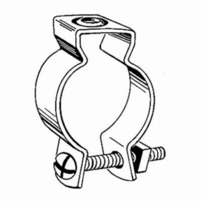 Hubbell RACO 2054 1-Piece Conduit Hanger With Nut and Bolt, 2 in, For Use With 1 in EMT/IMC/Rigid Conduit, Steel, Pre-Galvanized