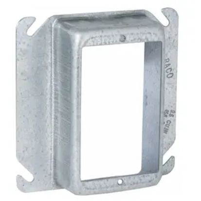 Hubbell RACO® 775 1-Device Raised Box Cover, 4 in L x 4 in W, Receptacle/Switch Cover, Drawn Steel