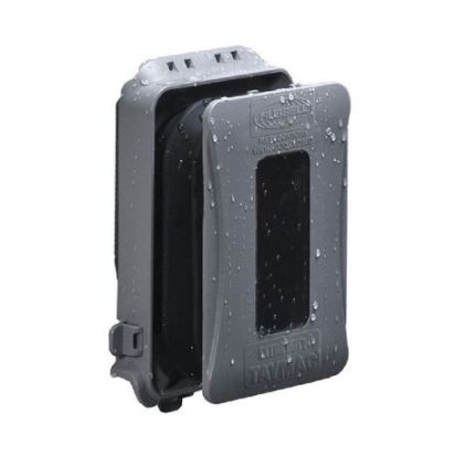 Hubbell RACO ML500G 16-in-1 Configuration Extra Duty Expandable Flat Non-Metallic Weatherproof While-In-Use Cover, 5.73 in L x 3.61 in W x 1 to 3-1/2 in D, GFCI Device Cover, Neoprene Rubber/Polycarbonate