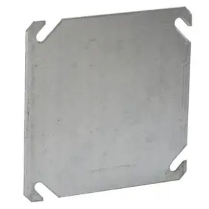 Hubbell RACO 752 1-Device Flat Box Cover, 4 in L x 4 in W, Blank Cover, Stamped Steel