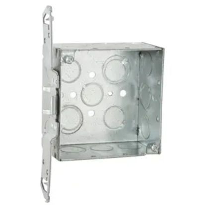 Hubbell RACO 235 Square Box With Conduit Knockout, Steel, 30.3 cu-in Capacity, 14 Knockouts, 4 in H x 4 in W x 2-1/8 in D
