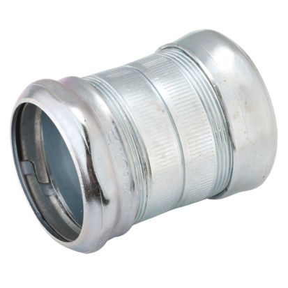 Hubbell RACO 2925 Compression Conduit Coupling, 1-1/4 in, For Use With EMT Conduit, Steel, Electro-Plated Zinc