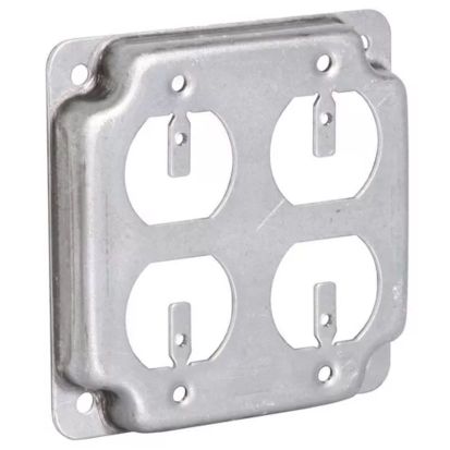 Hubbell RACO 907C Exposed Work Cover, 4-1/8 in L x 4-1/8 in W, Duplex Receptacle Cover, Steel