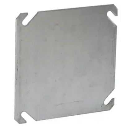 Hubbell RACO 752 1-Device Flat Box Cover, 4 in L x 4 in W, Blank Cover, Stamped Steel