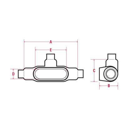 Robroy PRHT28 Type T Conduit Body, 3/4 Inch Hub, Form 8 Form, Steel, PVC Coated