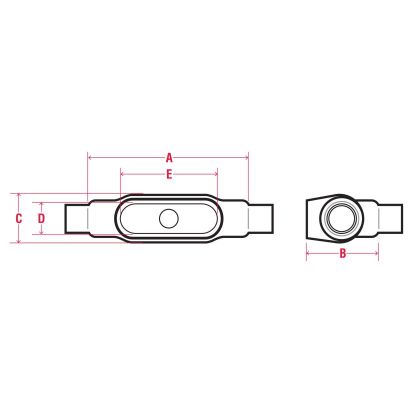 Robroy RedH2OT® PRHTB38 Type TB Conduit Body With Cover, 1 Inch Hub, Form 8 Form, Steel, PVC Coated