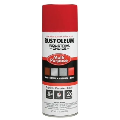 Rust-Oleum® 1660830 1600 System Multi-Purpose Enamel Spray Paint, 12 oz, Liquid, Safety Red, 12 to 15 sq-ft/can