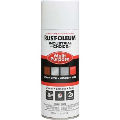 Rust-Oleum® 1692830 1600 System Multi-Purpose Enamel Spray Paint, 12 oz, Liquid, White, 12 to 15 sq-ft/can