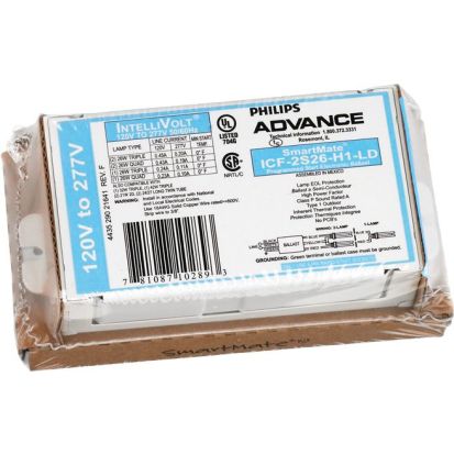 Signify Advance ICF2S42M2LDK Automatic Restart Electronic Fluorescent Ballast, CFL Lamp, 42 W, 120 to 277 VAC, Programmed, 0.97 Ballast Factor