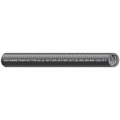 Southwire® Titan2® 55288201 Type LTM-HC Liquidtight Flexible Metal Conduit, 1/2 in Trade, 0.622 to 0.642 in ID x 0.82 to 0.84 in OD, 100 ft L, Steel