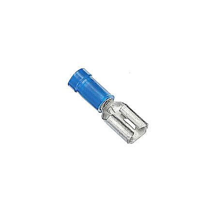 Thomas & Betts Sta-Kon® 14RB-250F Female Disconnect, 16 to 14 AWG Conductor, 0.25 in W x 0.032 in THK Tab, Brazed Seam Barrel, Brass, Blue, Insulated