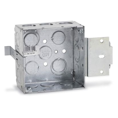 Thomas & Betts Steel City® 52171-MS-1/2-3/4 Welded Style Outlet Box, Steel, 30.3 cu-in Capacity, 1 Outlets, 17 Knockouts, 4 in H x 4 in W x 2-1/8 in D