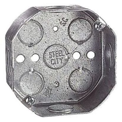 Thomas & Betts Steel City® 54151-1/2-&-3/4 Drawn Style Ceiling Box, Steel, 15.8 cu-in Capacity, 1 Outlets, 7 Knockouts, 1-1/2 in D