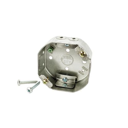 Thomas & Betts Steel City® 54151-CFB Drawn Style Ceiling Fan Box, Steel, 15.8 cu-in Capacity, 1 Outlets, 3 Knockouts, 1-1/2 in D