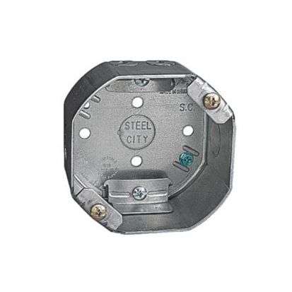 Thomas & Betts Steel City® 54171-CFB Drawn Style Ceiling Fan Box, Steel, 22.5 cu-in Capacity, 1 Outlets, 3 Knockouts, 2-1/8 in D