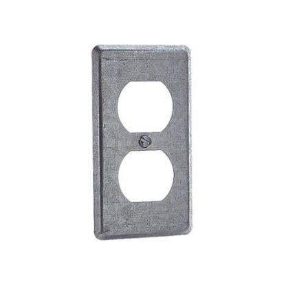 Thomas & Betts Steel City® 58-C-7 Utility Outlet Box Cover With Duplex Flush Receptacle, 4 in L x 2-1/8 in W, Steel