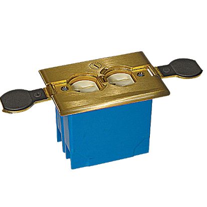 Thomas & Betts Carlon® Adjust-A-Box® B121BFBB Adjustable Non-Metallic Floor Box, Brass, 20 cu-in Capacity, 1 Gang, 2 Outlets, 2.8 in L x 4.36 in W x 3.3 in H