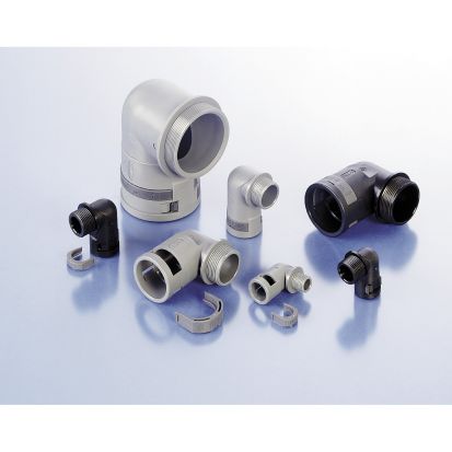 Thomas & Betts PMA BVWD-N043GT VWD 1-Piece Universal Conduit Elbow With Universal Safety Clip, NW23 Trade, 90 deg, Polyamide/Nylon 6