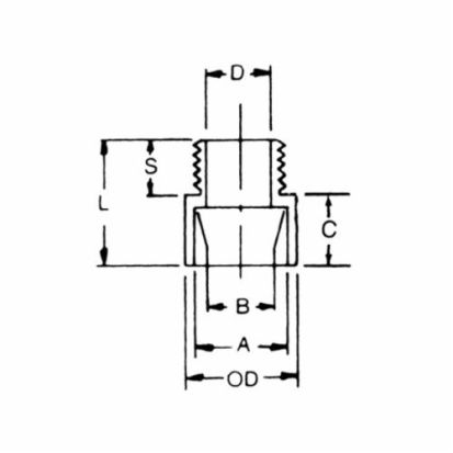 Thomas & Betts Carlon® E943K Non-Metallic Terminal Adapter, 2-1/2 in, Male x Socket Thread, PVC