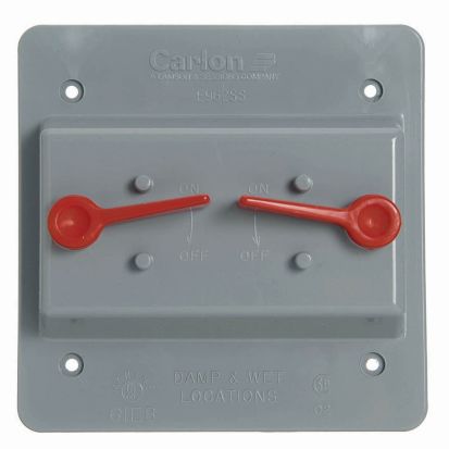 Thomas & Betts Carlon® E9G2SSN Double Toggle Non-Metallic Weatherproof Switch Box Cover, 4.85 in L x 4.85 in W x 1.84 in D