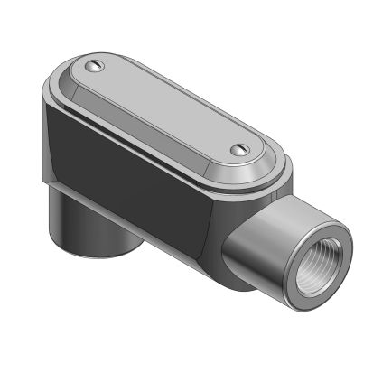 T&B® BlueKote® LB27CG-TB Type LB Pre-Assembled Conduit Body With Cover and Gasket, 3/4 in Hub, Form 7 Form, 6.6 cu-in Capacity, Gray Iron, Epoxy Powder Coated/Zinc Plated