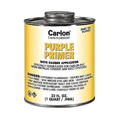 Thomas & Betts Carlon® VC9932 Conduit Primer With Dauber Applicator, 32 Oz Can, Translucent Liquid, Purple