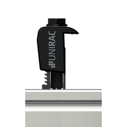 Unirac 302050D Universal Aesthetic Fastener End Clamp, For Use With SOLARMOUNT Rail Based Mounting System, Aluminum, Black