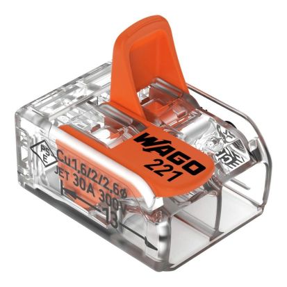 WAGO 221-612 Compact Splicing Connector With Operating Leverage, 450 VAC, 41 A, 2 Poles