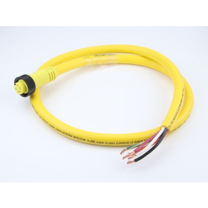 Woodhead® 105000A01F120 Brad® Mini-Change® 130006 Type STOOW A-Size Single Ended Cordset, 600 VAC, Straight Female x Pigtail, 3.66 m L, PVC